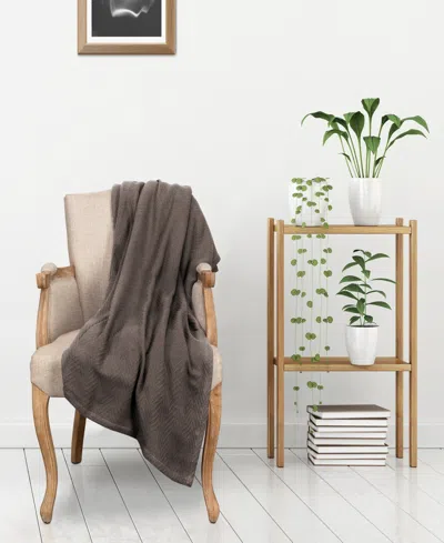 Superior Chevron All Season Cotton Blanket, California King In Charcoal