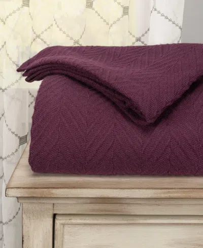 Superior Chevron All Season Cotton Blanket, California King In Plum