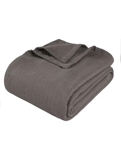Superior Chevron All-season Cotton Blanket, King In Charcoal