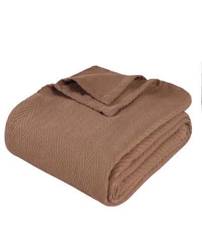 Superior Chevron All-season Cotton Blanket, Full/queen In Taupe