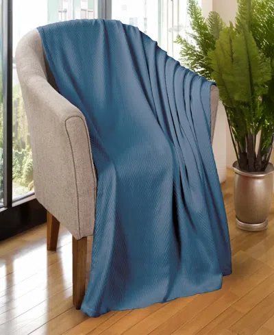 Superior Chevron All Season Cotton Blanket, Twin In Denim Blue