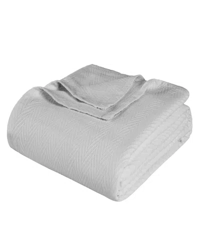 Superior Chevron All-season Cotton Blanket, Twin In Silver