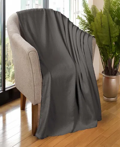 Superior Chevron All-season Cotton Throw, 50" X 60" In Charcoal