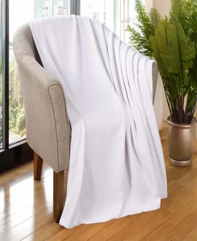 Superior Chevron All-season Cotton Throw, 50" X 60" In White