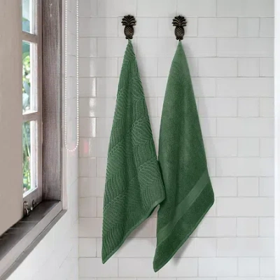 Superior Chevron Collection | 100% Cotton 2-pc. Bath Sheet In Green