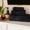 Superior Chevron Collection | 100% Cotton 3-pc. Quick Dry Bath Towel Set In Black