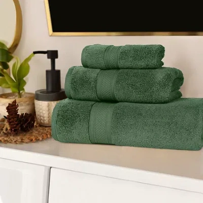 Superior Chevron Collection | 100% Cotton 3-pc. Quick Dry Bath Towel Set In Green