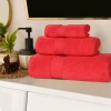 Superior Chevron Collection | 100% Cotton 3-pc. Quick Dry Bath Towel Set In Red