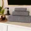 Superior Chevron Collection | 100% Cotton 3-pc. Quick Dry Chevron Bath Towel Set In Black