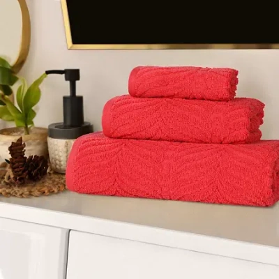 Superior Chevron Collection | 100% Cotton 3-pc. Quick Dry Chevron Bath Towel Set In Red