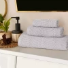 Superior Chevron Collection | 100% Cotton 3-pc. Quick Dry Chevron Bath Towel Set In Silver