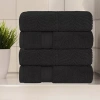 Superior Chevron Collection | 100% Cotton 4-pc. Quick Dry Chevron Bath Towel In Black