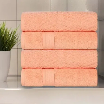 Superior Chevron Collection | 100% Cotton 4-pc. Quick Dry Chevron Bath Towel In Pink