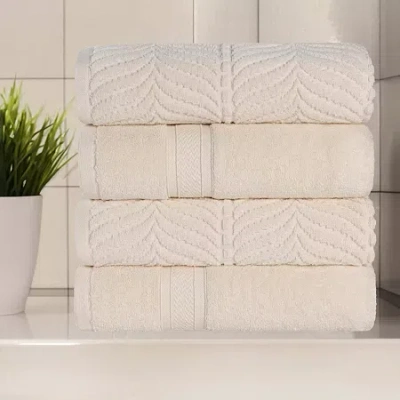 Superior Chevron Collection | 100% Cotton 4-pc. Quick Dry Chevron Bath Towel In White