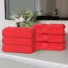 Superior Chevron Collection | 100% Cotton 6-pc. Solid Hand Towel In Red