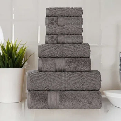 Superior Chevron Collection | 100% Cotton 8-pc. Quick Dry Solid Bath Towel Set In Black