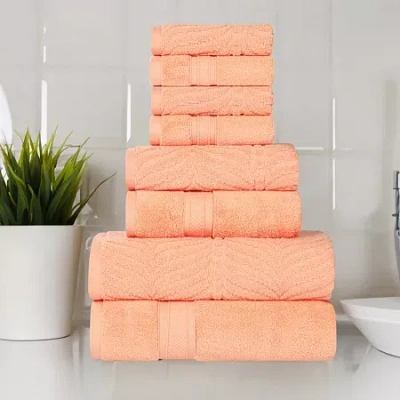 Superior Chevron Collection | 100% Cotton 8-pc. Quick Dry Solid Bath Towel Set In Pink