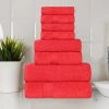 Superior Chevron Collection | 100% Cotton 8-pc. Quick Dry Solid Bath Towel Set In Red