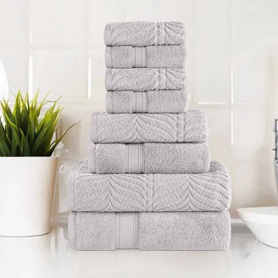 Superior Chevron Collection | 100% Cotton 8-pc. Quick Dry Solid Bath Towel Set In Silver