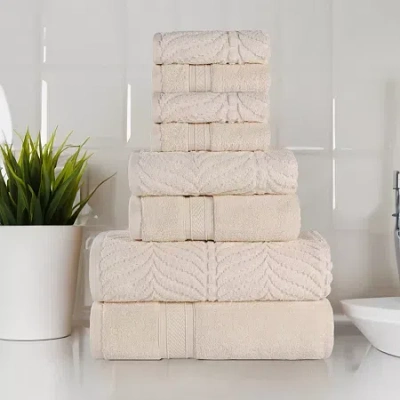 Superior Chevron Collection | 100% Cotton 8-pc. Quick Dry Solid Bath Towel Set In White
