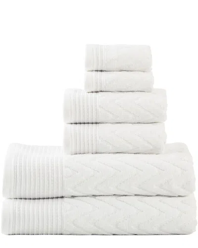 Superior Chevron Soft Super Absorbent 6pc Cotton Towel Set In White