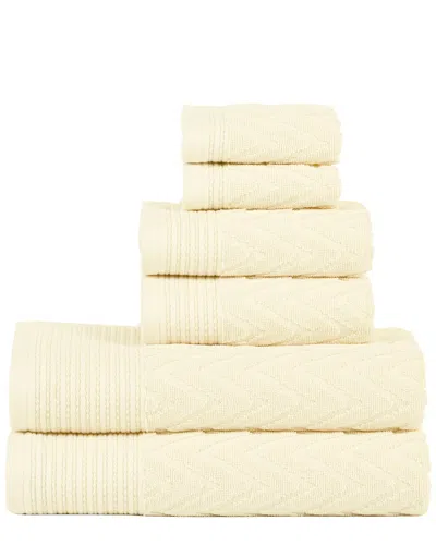 Superior Chevron Soft Super Absorbent 6pc Cotton Towel Set In Neutral