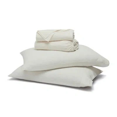 Superior Chloe 100% Cotton Linen Texture Vintage Wash Solid Deep Pocket Percale Sheet Set In Ivory