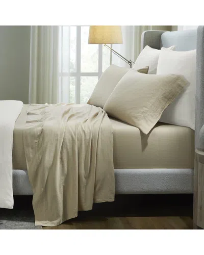 Superior Chloe 100% Cotton Linen Texture Vintage Wash Solid Deep Pocket  Percale Sheet Set In Neutral