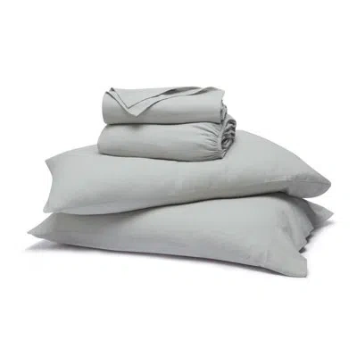 Superior Chloe 100% Cotton Linen Texture Vintage Wash Solid Deep Pocket Percale Sheet Set In Silver