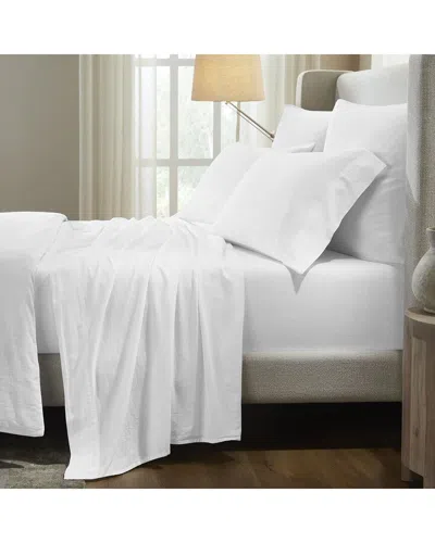 Superior Chloe 100% Cotton Linen Texture Vintage Wash Solid Deep Pocket  Percale Sheet Set In White