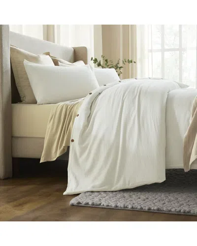 Superior Chloe 100% Cotton Linen Texture Vintage Wash Solid Percale Duvet  Cover Set In White