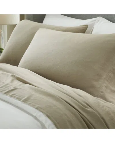 SUPERIOR SUPERIOR CHLOE 100% COTTON LINEN TEXTURE VINTAGE WASH SOLID PERCALE PILLOWCASE  SET