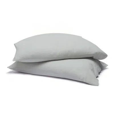Superior Chloe 100% Cotton Linen Texture Vintage Wash Solid Percale Pillowcases Set Of 2 In Silver