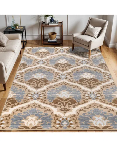 Superior Chloe Machine Washable Floral Damask Indo In Blue