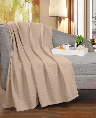 Superior Clara Cotton Textured Striped Lightweight Woven Throw, 50" X 60" In Khaki
