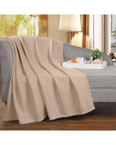 SUPERIOR SUPERIOR CLARA COTTON TEXTURED STRIPED LIGHTWEIGHT WOVEN THROW BLANKET