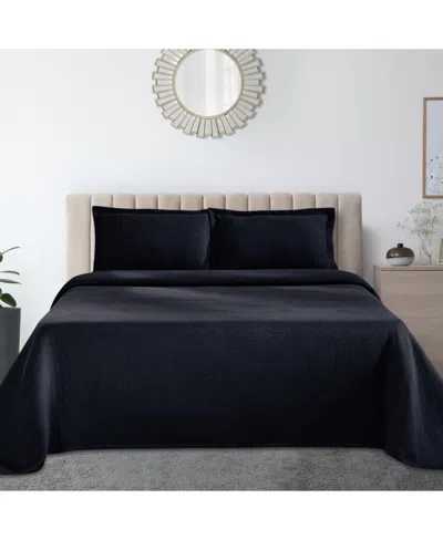 Superior Closeout!  100% Cotton Basketweave Matelasse All-season 2-piece Coverlet Set, Twin In Navy