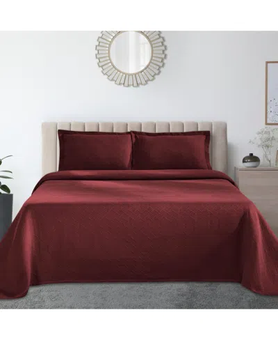 Superior Closeout!  100% Cotton Basketweave Matelasse All-season 2-piece Coverlet Set, Twin In Red