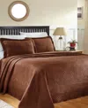 Superior Closeout!  Geometric Fret Textured Jacquard Matelasse All-season 3-piece Bedspread Set, Full In Brown