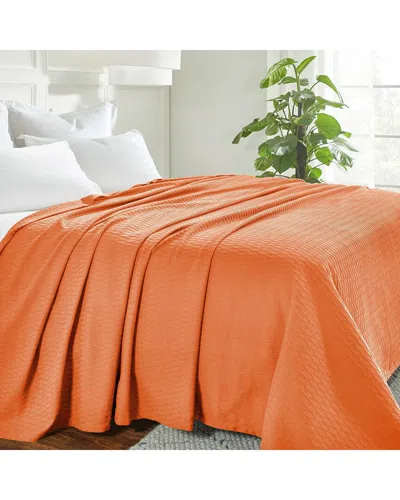 Superior Cotton All-season Diamond Blanket In Orange