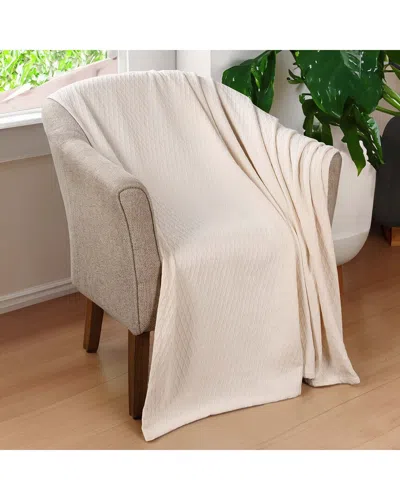 Superior Cotton All-season Diamond Throw Blanket In Neutral