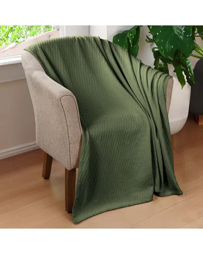Superior Cotton All-season Diamond Throw Blanket In Green