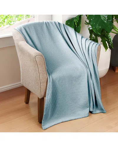 Superior Cotton All-season Diamond Throw Blanket In Blue