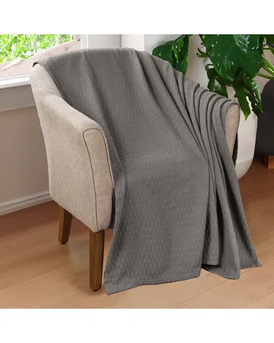 Superior Cotton All-season Diamond Throw Blanket In Gray