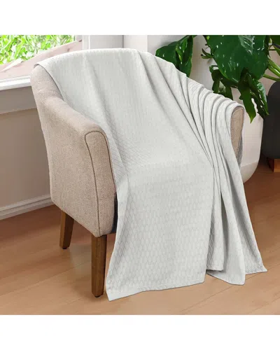 Superior Cotton All-season Diamond Throw Blanket In White