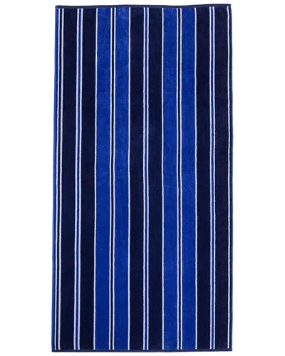 Superior Cotton Aqua Stripes Oversized Beach Towel In Blue