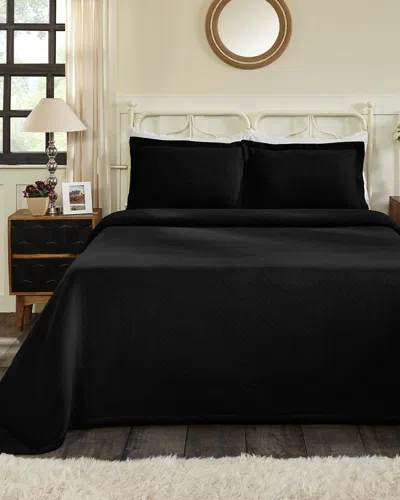 Superior Cotton Basket Bedspread Set In Black