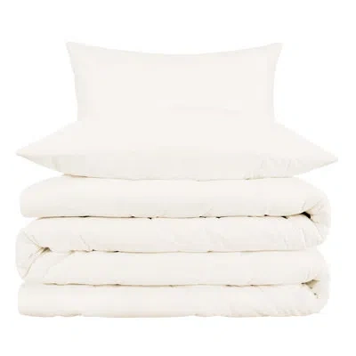 Superior Cotton Blend 800 Thread Count Solid Duvet Cover Set In Ivory