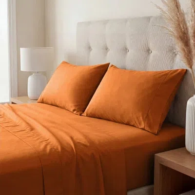 Superior Cotton Blend 800 Thread Count Solid Pillowcase In Rust
