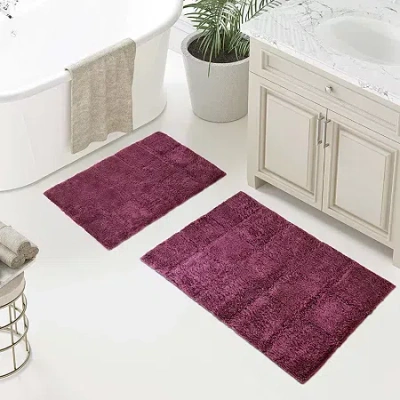 Superior Cotton Checkers 2-pc Bath Bath Rug In Purple